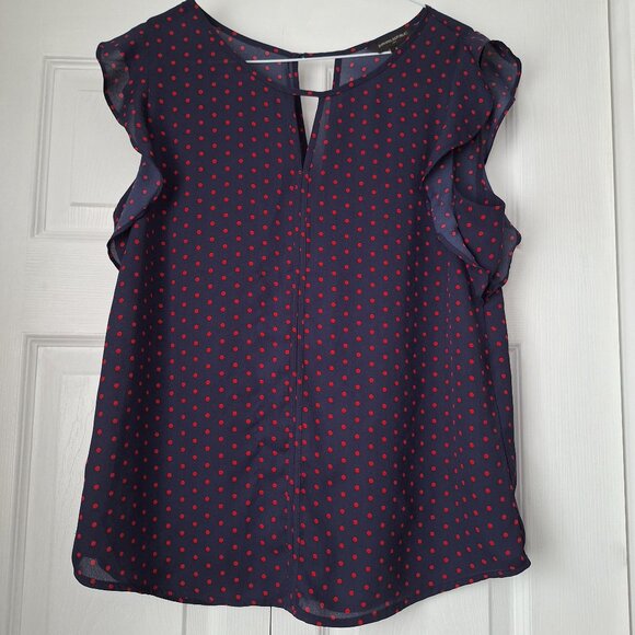 Banana Republic Blue and Red Polka Dot Sleeveless Top - Picture 1 of 7